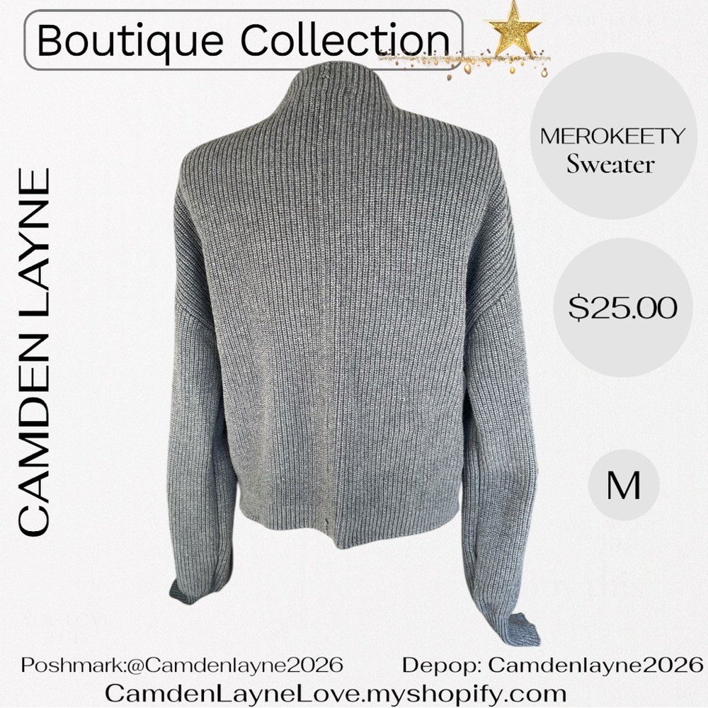 Merokeety Gray Women's Turtleneck Sweater - Picture 8 of 11